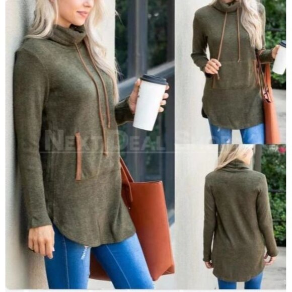 Hailey & Co Olive Green Pullover Sweater Size L Lagenlook Outdoorsy Capsule - Picture 1 of 12
